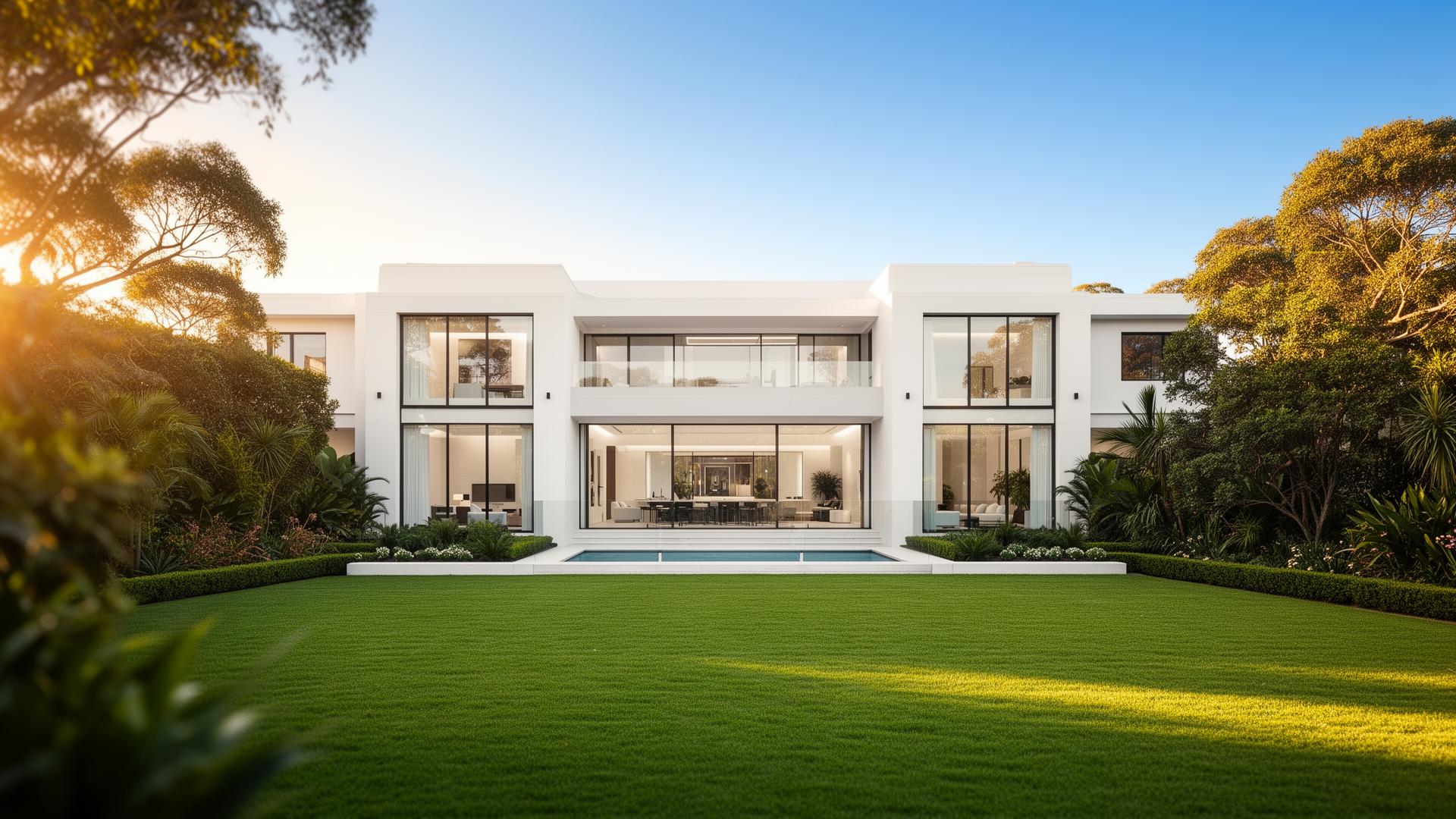 Luxury Sydney home with manicured lawn